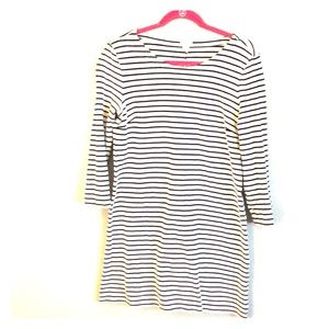 J. Crew Striped Knit Cotton Dress White and Black